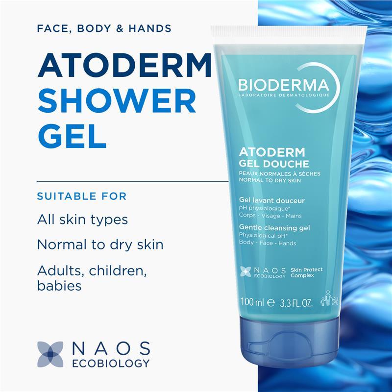 Bioderma Atoderm Gentle Cleansing Gel for Body Face and Hands 100ml