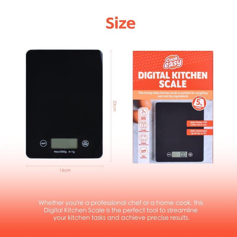 Cook Easy 5KG Digital Glass Kitchen Scale 1Unit