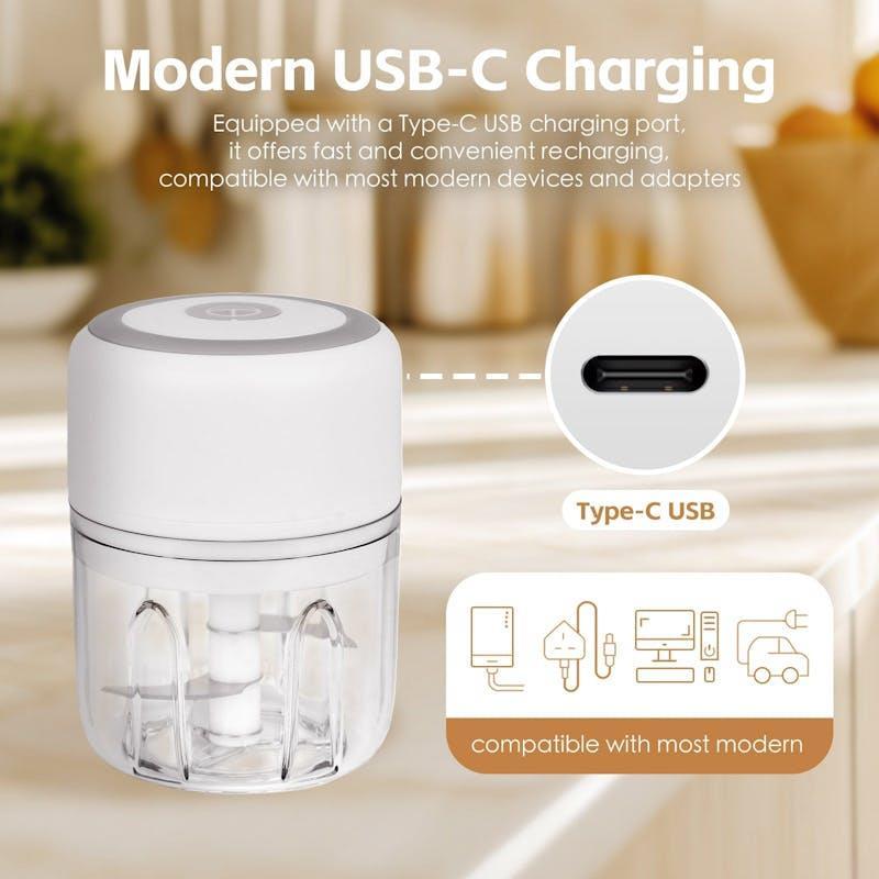 Cook Easy 250ml Cordless USB Rechargeable Mini Food Chopper 1Unit