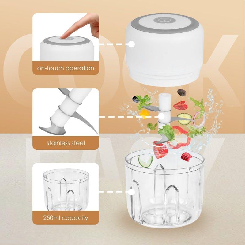 Cook Easy 250ml Cordless USB Rechargeable Mini Food Chopper 1Unit