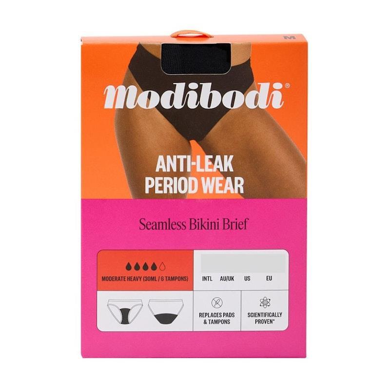 Modibodi Seamless Period Underwear Basic Brief Moderate Absorbency Black MED