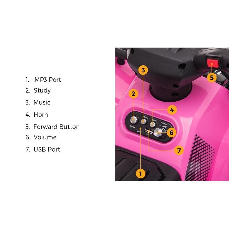 Mazam Ride On Car Electric ATV Bike Vehicle for Toddlers Kids Pink