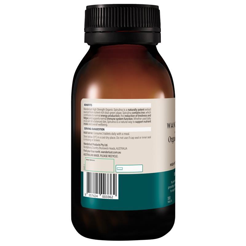 Wanderlust Organic High Strength Spirulina 180 Tablets