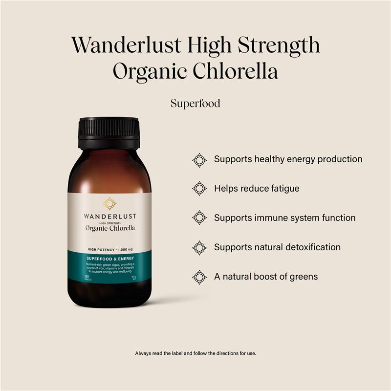 Wanderlust Organic High Strength Chlorella 180 Tablets