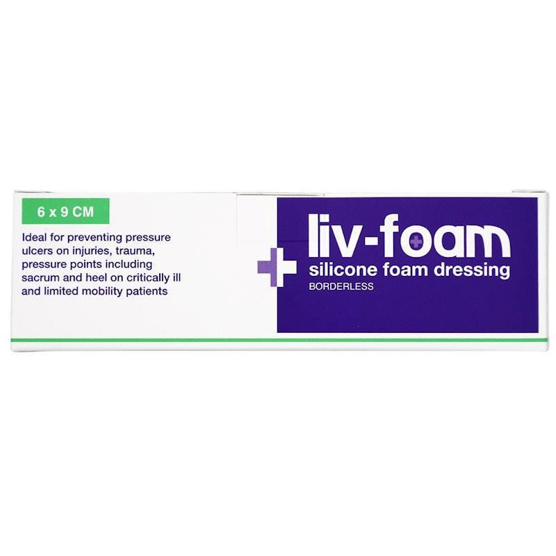 Livingstone Liv-Foam Silicone Foam Dressing Borderless Adhesive 6 x 9cm 5 Pieces/Box