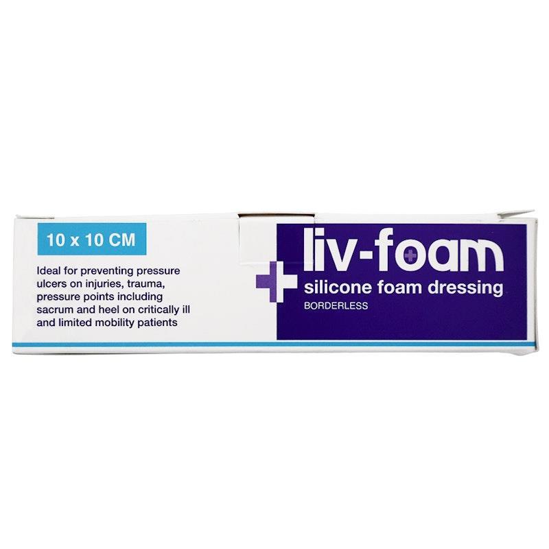 Livingstone Liv-Foam Silicone Foam Dressing Borderless Adhesive 10 x 10cm 5 Pieces/Box
