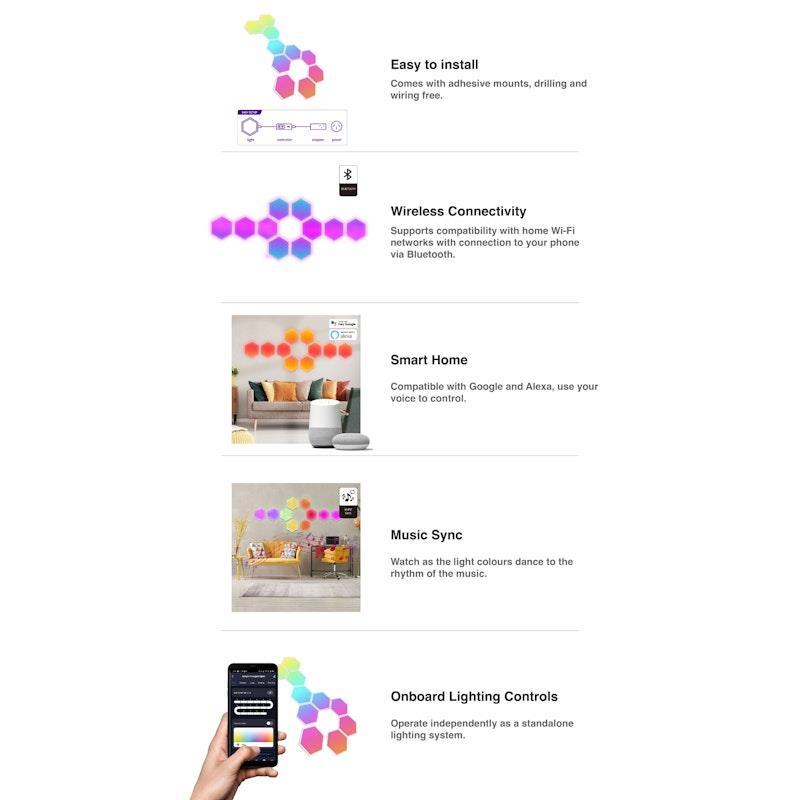 Laser Smart Home DIY Hexagon Light Multicolor