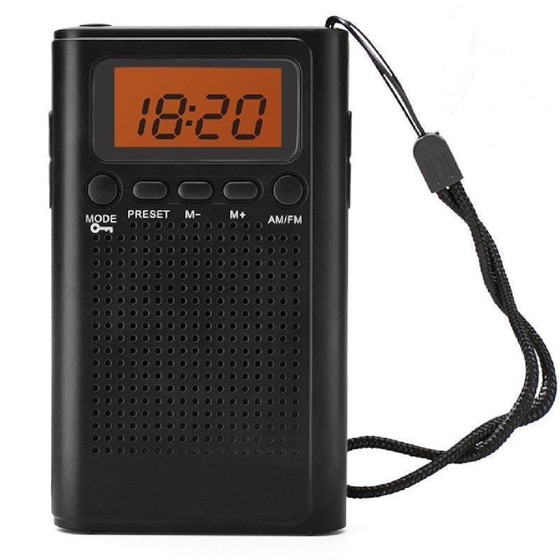 Laser Pocket Digital AM/FM Radio with LCD Display and Speaker Black