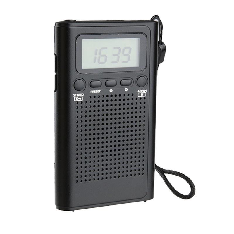 Laser Pocket Digital AM/FM Radio with LCD Display and Speaker Black