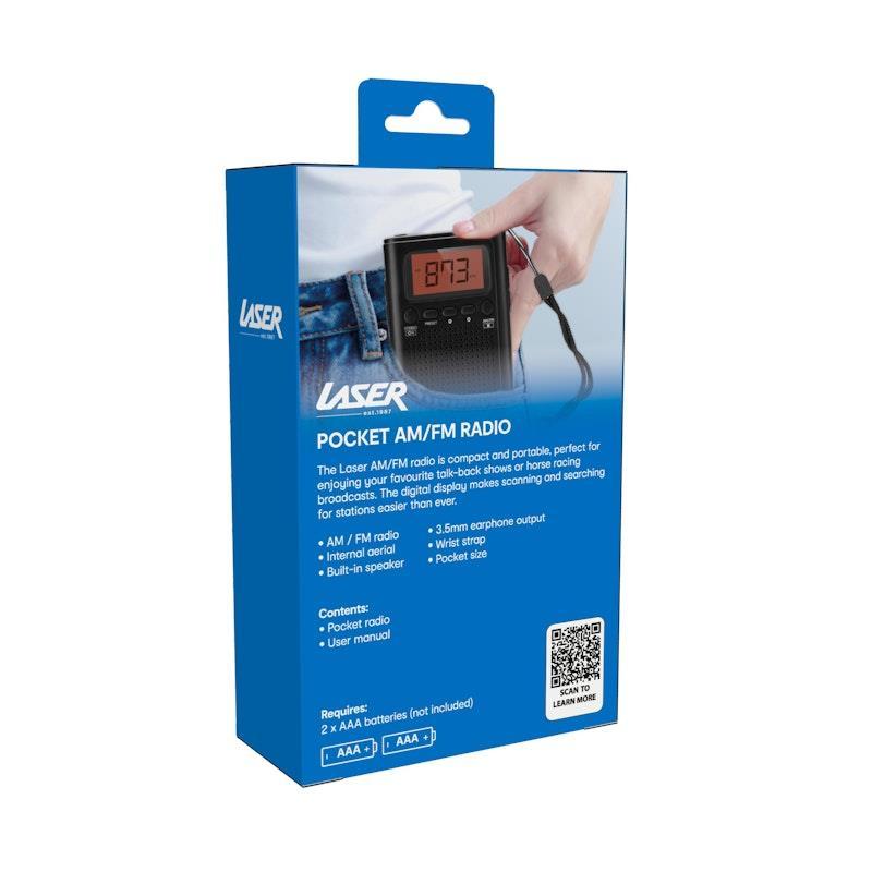 Laser Pocket Digital AM/FM Radio with LCD Display and Speaker Black