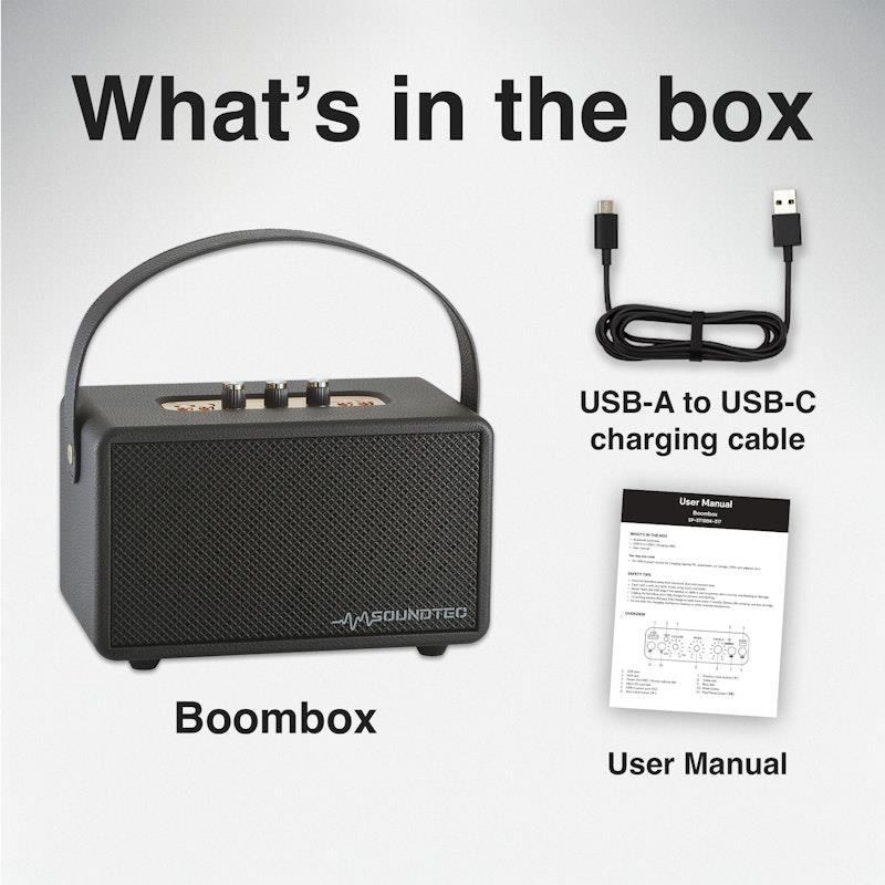Laser SoundTec Retro Bluetooth Boombox Black
