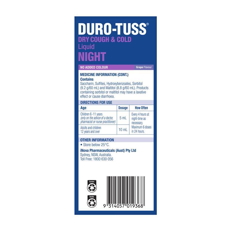 Durotuss Dry Cough & Cold Liquid Night 200ml