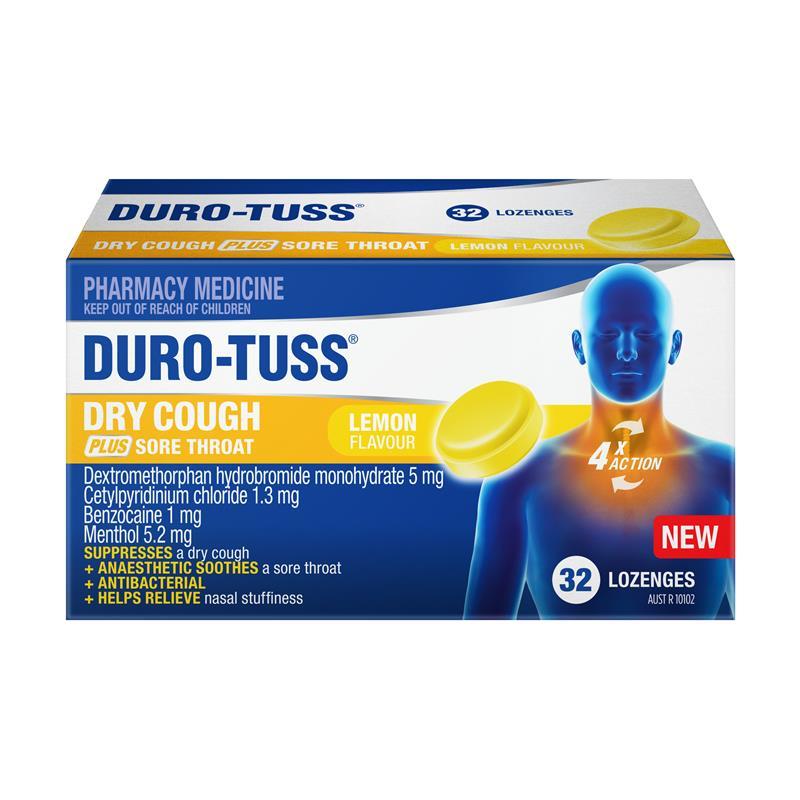 Durotuss Dry Cough Lemon 32 Lozenges