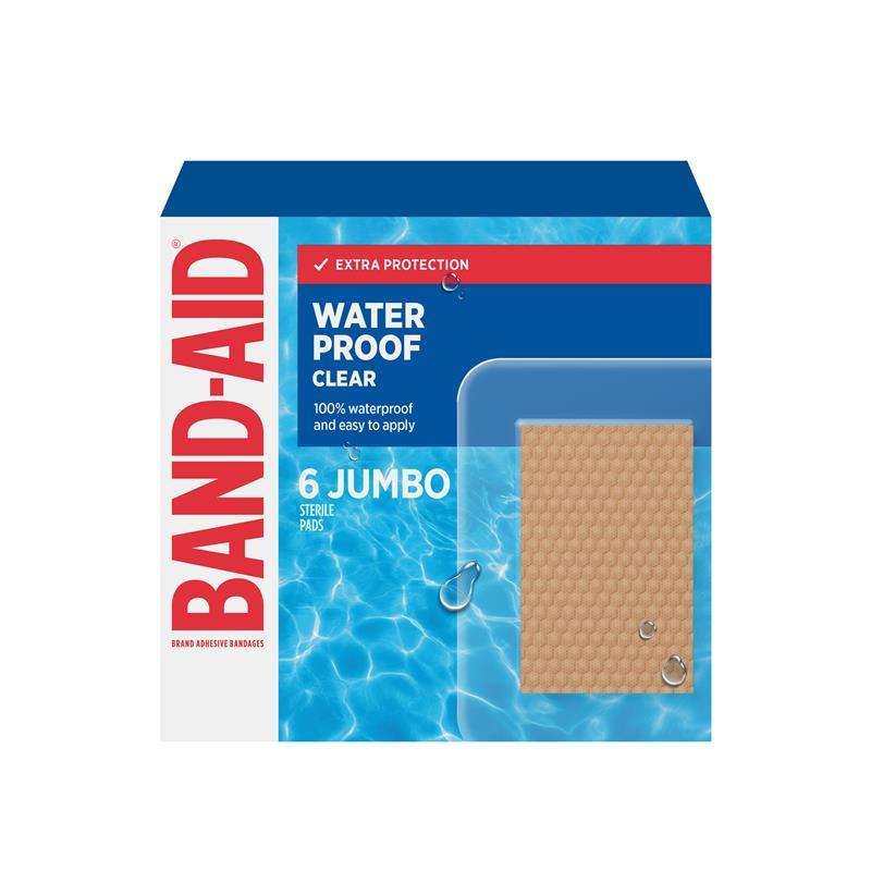 Band-Aid Waterproof Clear Jumbo 6 Pads