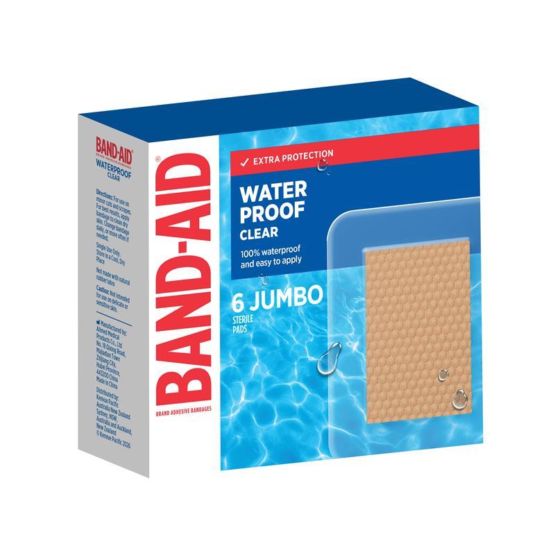 Band-Aid Waterproof Clear Jumbo 6 Pads