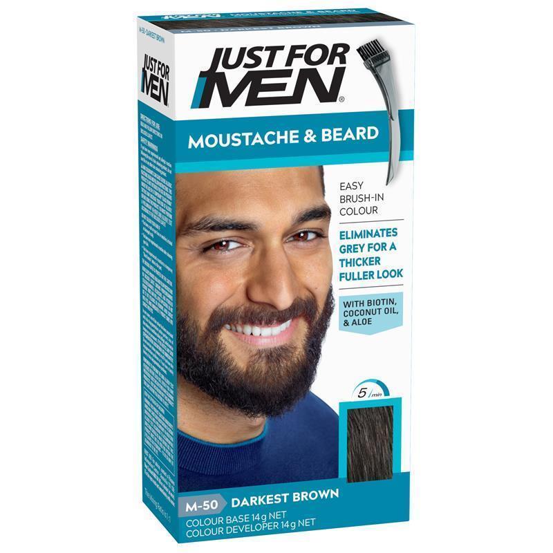 Just for Men Moustache & Beard Brush In Colour Gel Darkest Brown