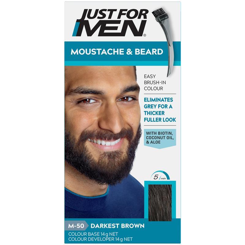 Just for Men Moustache & Beard Brush In Colour Gel Darkest Brown
