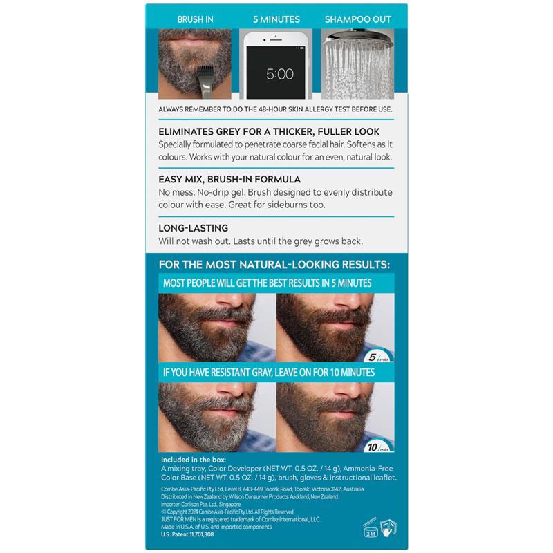 Just for Men Moustache & Beard Brush In Colour Gel Darkest Brown