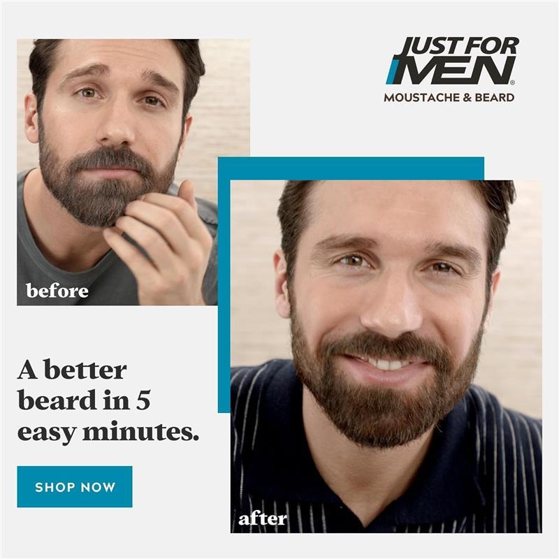 Just for Men Moustache & Beard Brush In Colour Gel Darkest Brown