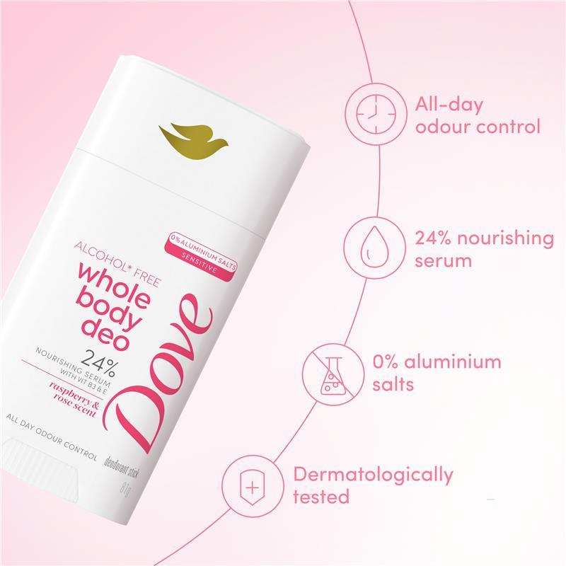 Dove Women Whole Body Deodorant Stick Raspberry & Rose 81g