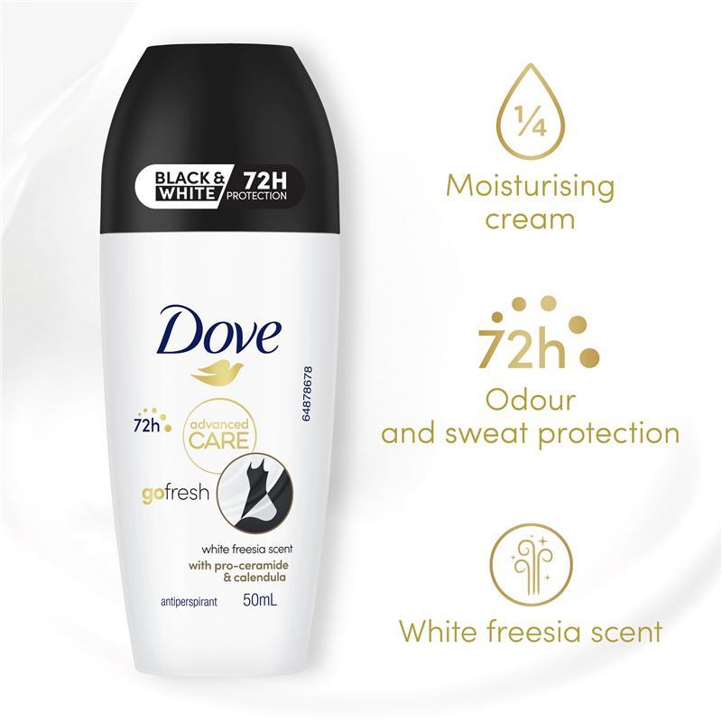 Dove Women Advanced Care Antiperspirant Deodorant 72h Roll On Black & White 50ml