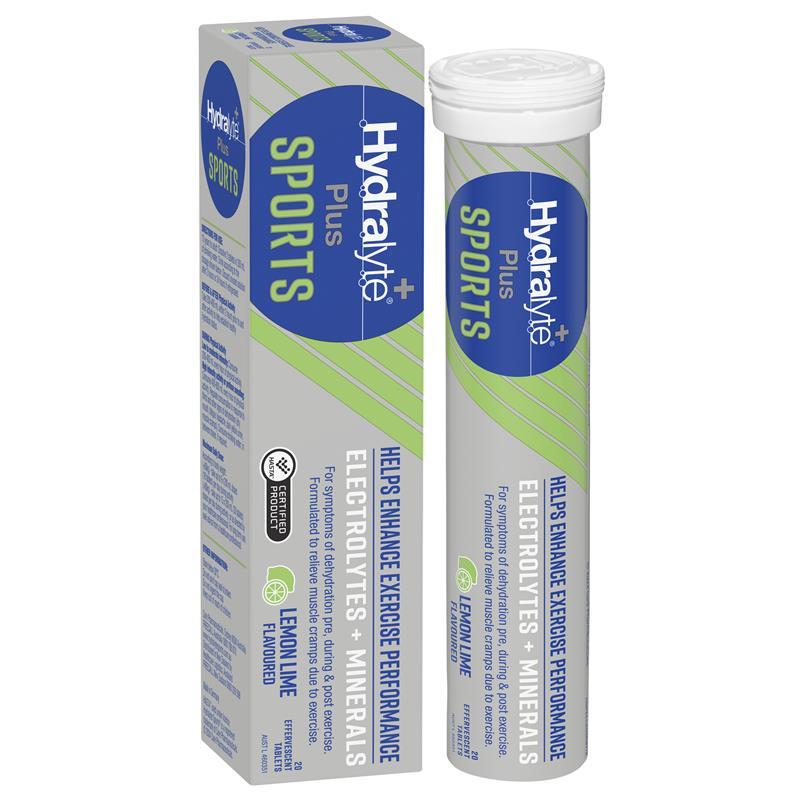 Hydralyte Plus Sport Lemon Lime 20 Effervescent Tablets