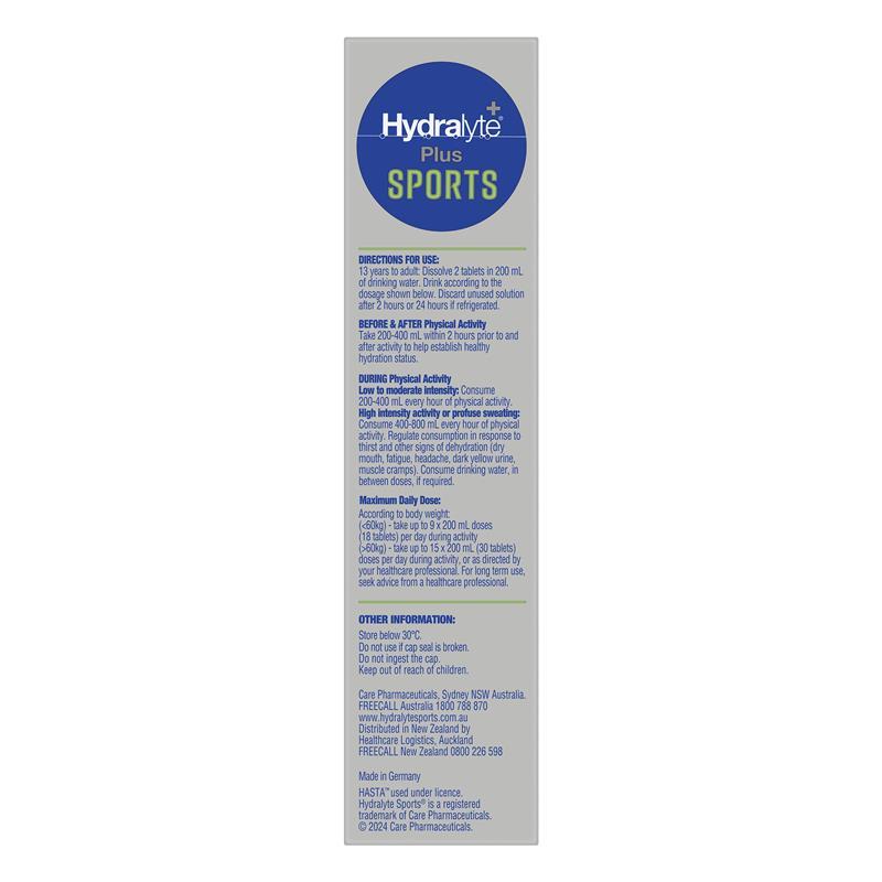 Hydralyte Plus Sport Lemon Lime 20 Effervescent Tablets
