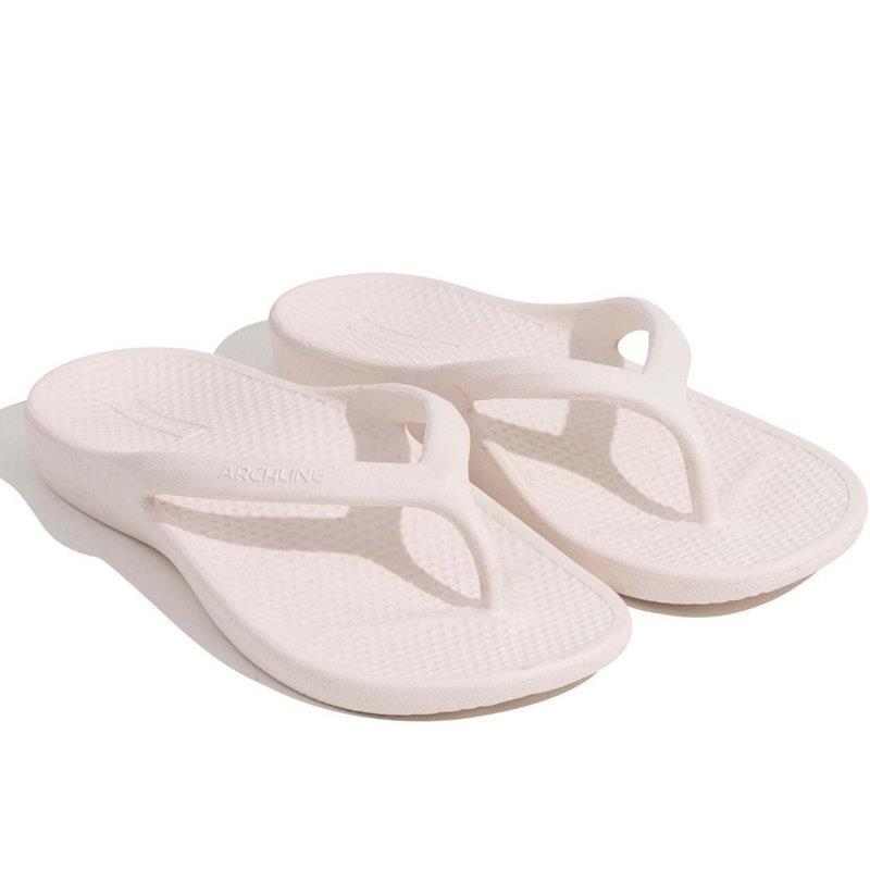 Archline Orthotic Foam Thongs Arch Support Flip Flops Orthopedic Rebound - White Euro Size 43