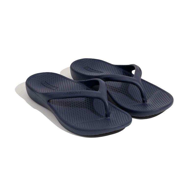 Archline Orthotic Foam Thongs Arch Support Flip Flops Orthopedic Rebound - Navy Euro Size 40