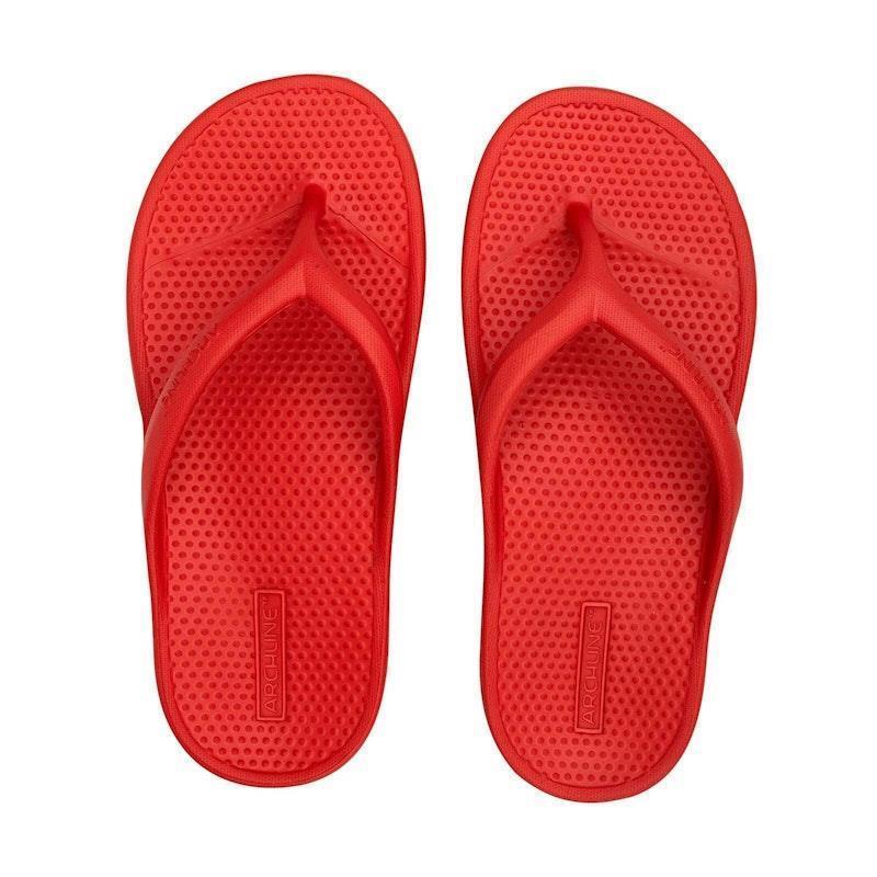 Archline Orthotic Foam Thongs Arch Support Flip Flops Orthopedic Rebound - Red Euro Size 38