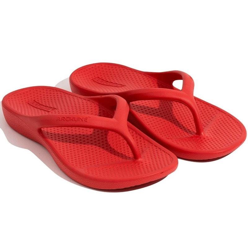 Archline Orthotic Foam Thongs Arch Support Flip Flops Orthopedic Rebound - Red Euro Size 38