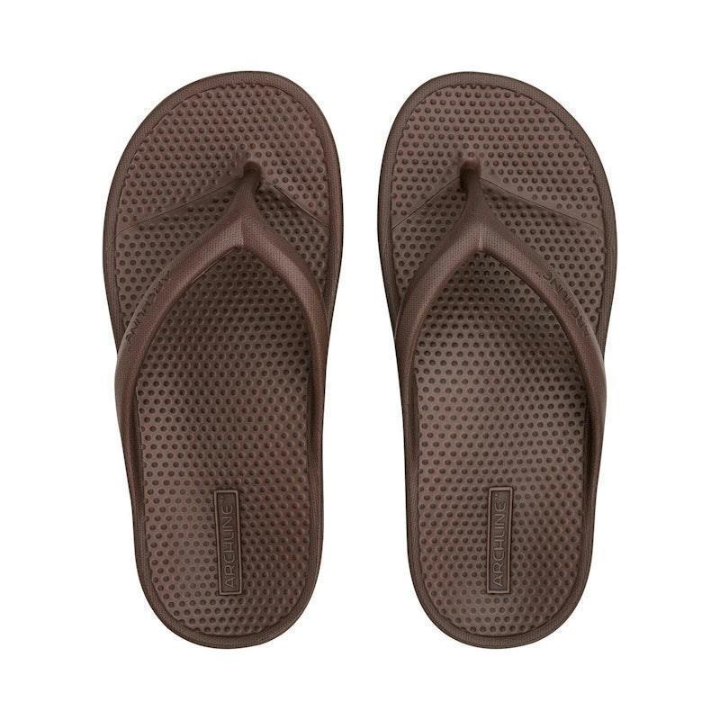 Archline Orthotic Foam Thongs Arch Support Flip Flops Orthopedic Rebound - Brown Euro Size 41