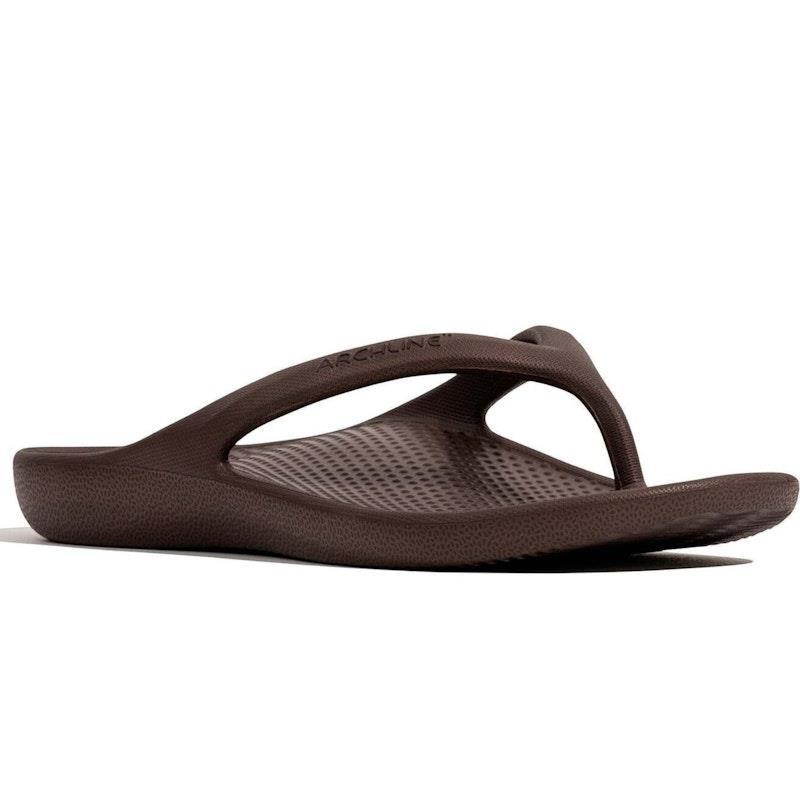Archline Orthotic Foam Thongs Arch Support Flip Flops Orthopedic Rebound - Brown Euro Size 41