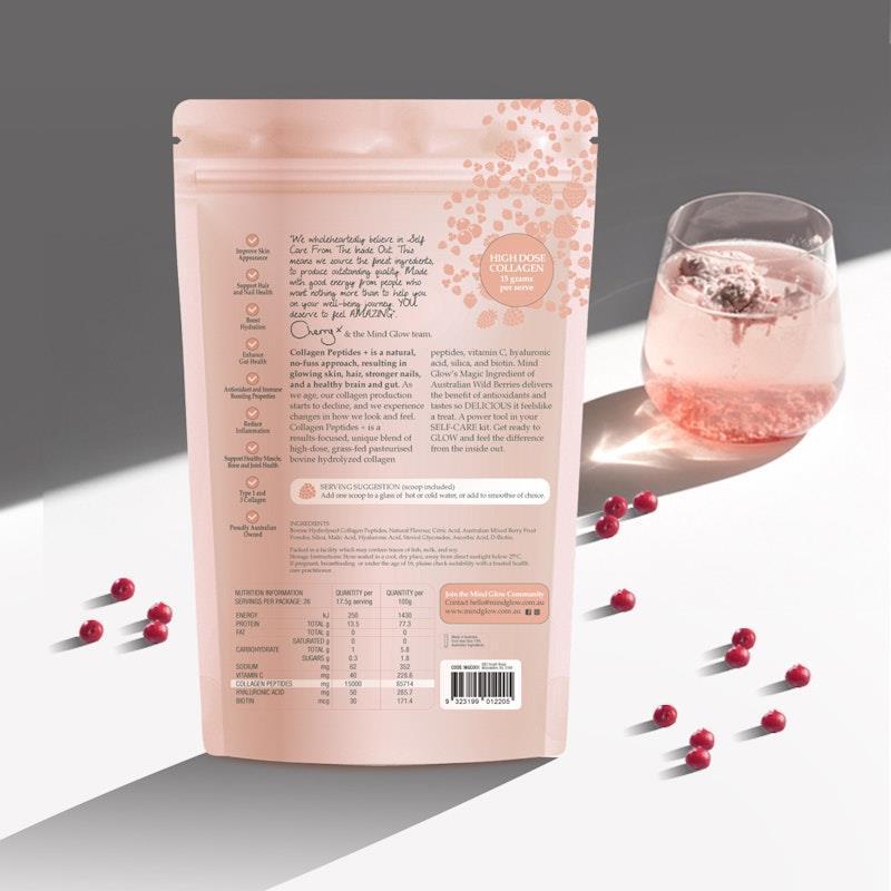 Mind Glow Australian Wildberry Collagen Peptides+ 450g Trio Pack