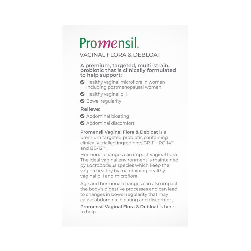 Promensil Vaginal Flora & Debloat Women’s Probiotic 30 Capsules