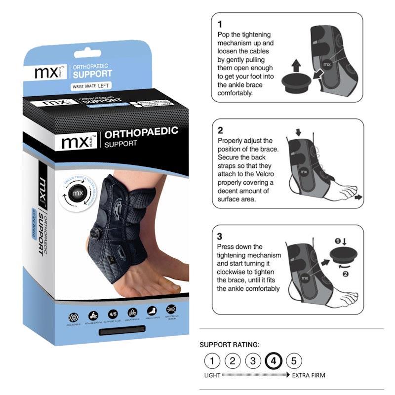 Mx Health Orthopaedic Adjustable Ankle Brace Left (Small/Medium)