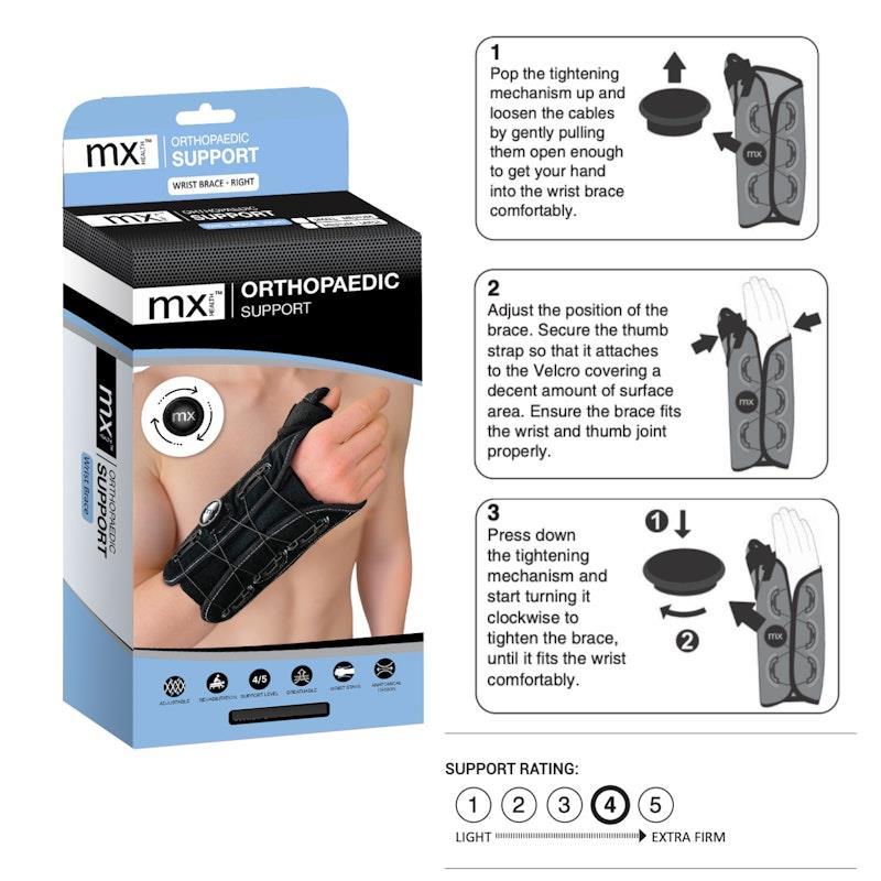 Mx Health Orthopaedic Adjustable Wrist Brace Right (Small/Medium)