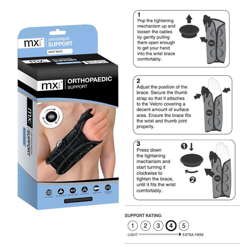 Mx Health Orthopaedic Adjustable Wrist Brace Left (Small/Medium)