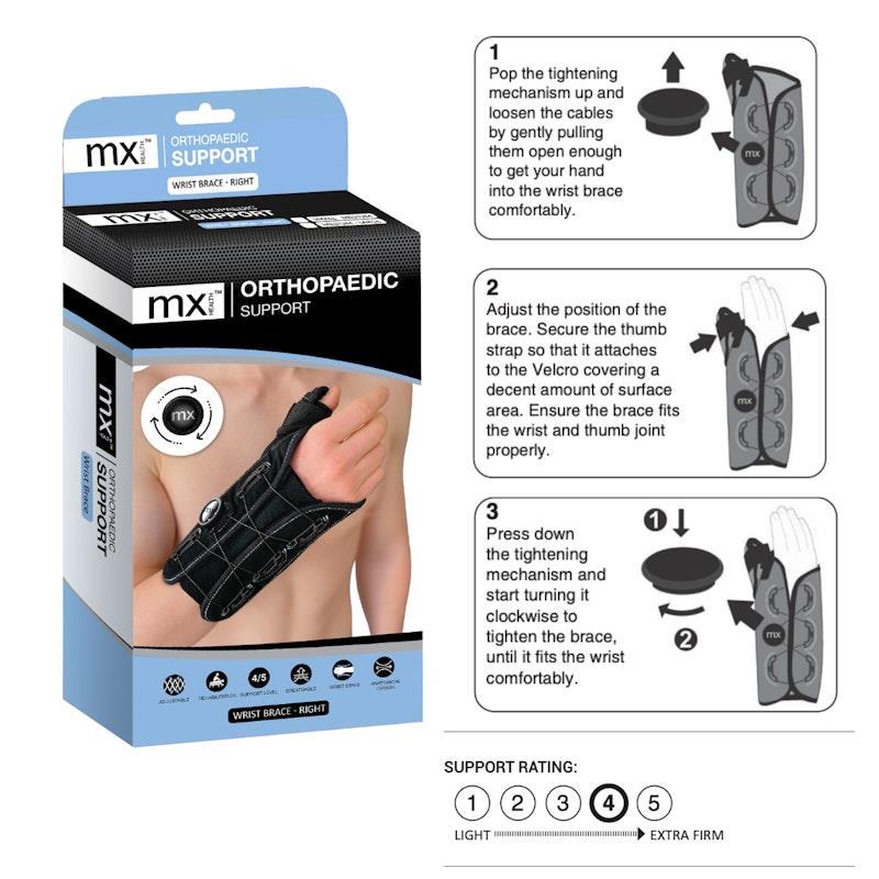 Buy Mx Health Orthopaedic Adjustable Wrist Brace Right (Medium/Large ...