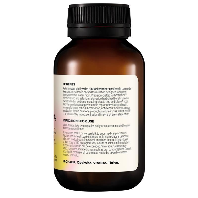BioHack Wanderlust Female Longevity Complex 60 Capsules