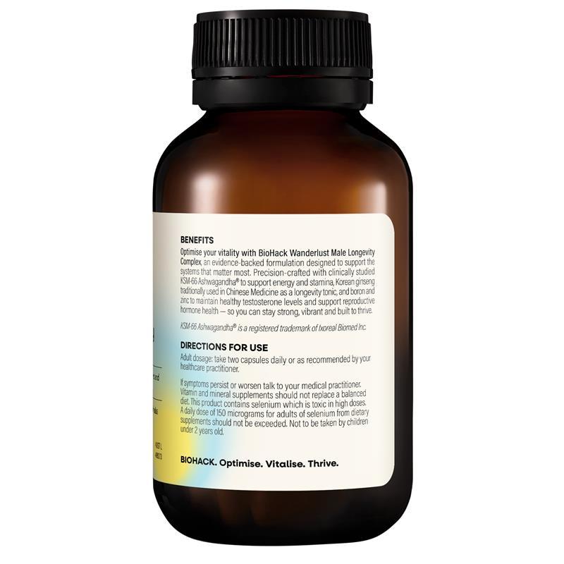 BioHack Wanderlust Male Longevity Complex 60 Capsules