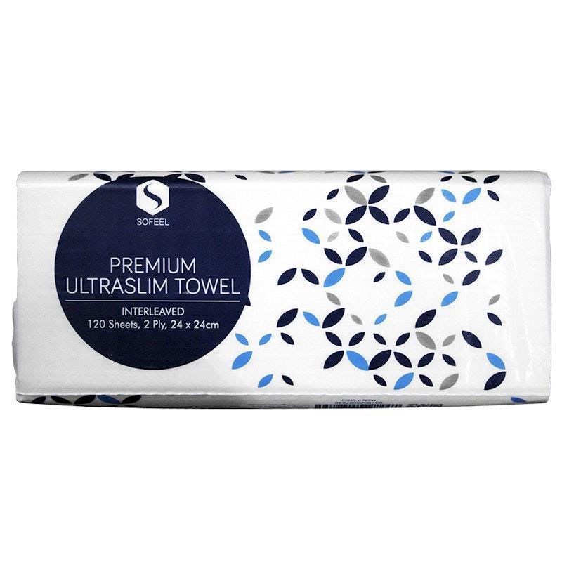 Sofeel Ultraslim Multifold Paper Towel 2-Ply 24 x 24cm Unbleached White 120 Sheets/Pack