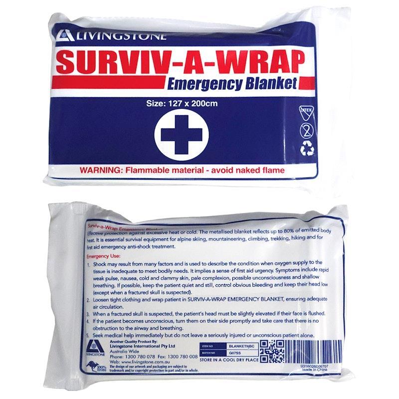 Livingstone Surviv-A-Wrap Casualty Emergency Rescue Space Blanket 127 x 200cm 1Piece