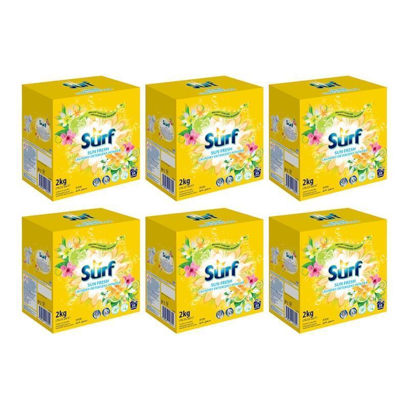 Surf 2Kg Laundry Detergent Powder Sun Fresh 6 Pack