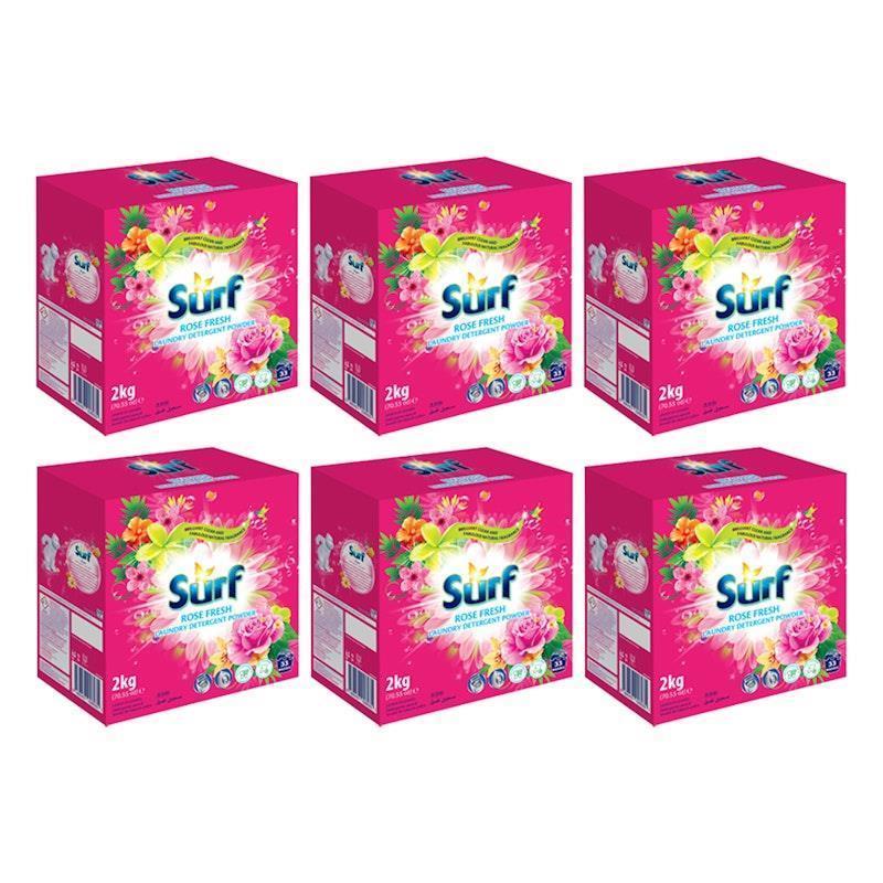 Surf 2Kg Laundry Detergent Powder Rose Fresh 6 Pack