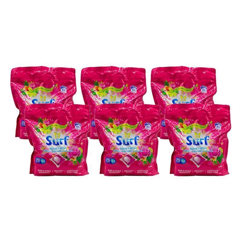Surf 80Pk Fabric Washing Capsules Front And Top Loader Rose Fresh 6 Pack