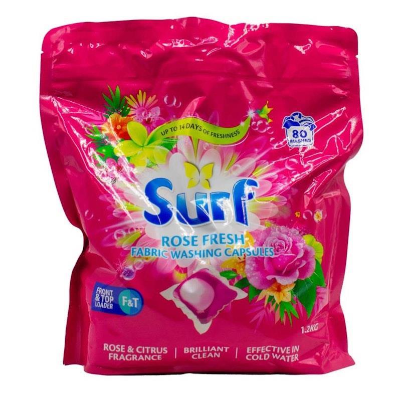 Surf 80Pk Fabric Washing Capsules Front And Top Loader Rose Fresh 6 Pack