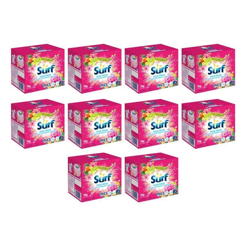 Surf 1Kg Laundry Detergent Powder Rose Fresh 10 Pack