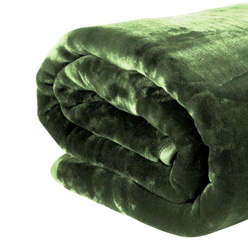Laura Hill Mink Blanket Queen Double Sided 600GSM Faux Throw Rug 220 x 240cm Green