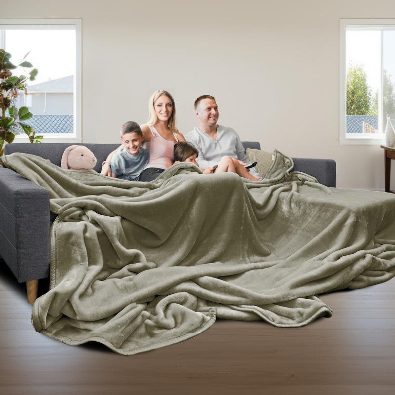 Laura Hill Mink Blanket XL Double Sided Oversized Faux Throw Rug 305 x 305cm Olive